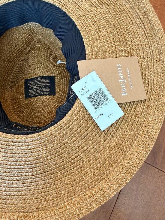 Eric Javits Daphne Wide Brim Sun Hat Natural Black UPF 50+ NWT main image 5